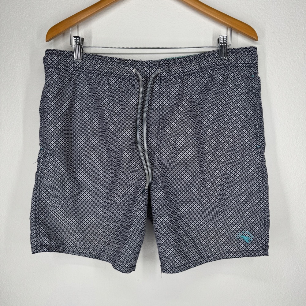 Ted Baker‎ Navy Geometric Print Swim Shorts Trunks Lobster Logo Mens Size 3 L